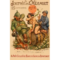 Affiche patriotique Journée Hérault 1916 Grande Guerre Willette