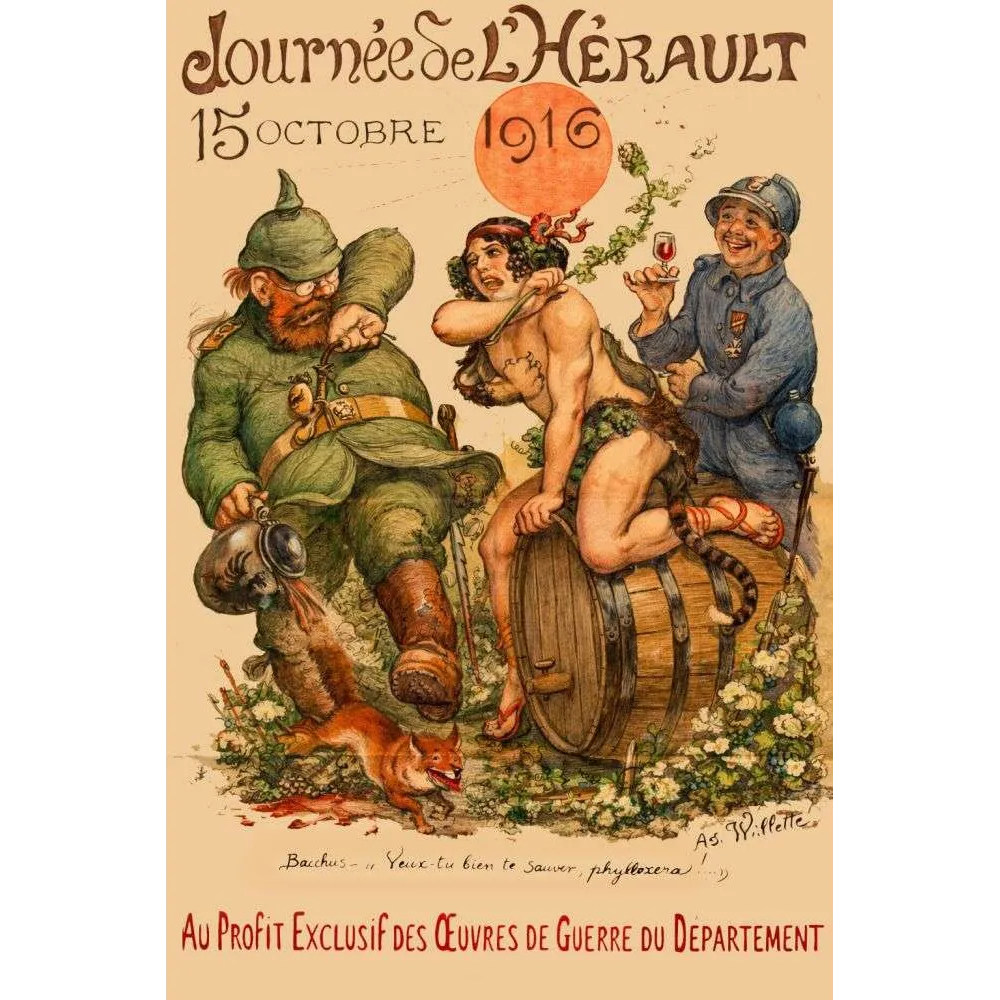 Affiche patriotique Journée Hérault 1916 Grande Guerre Willette Affiche patriotique Journée Hérault 1916 Grande Guerre Willette
