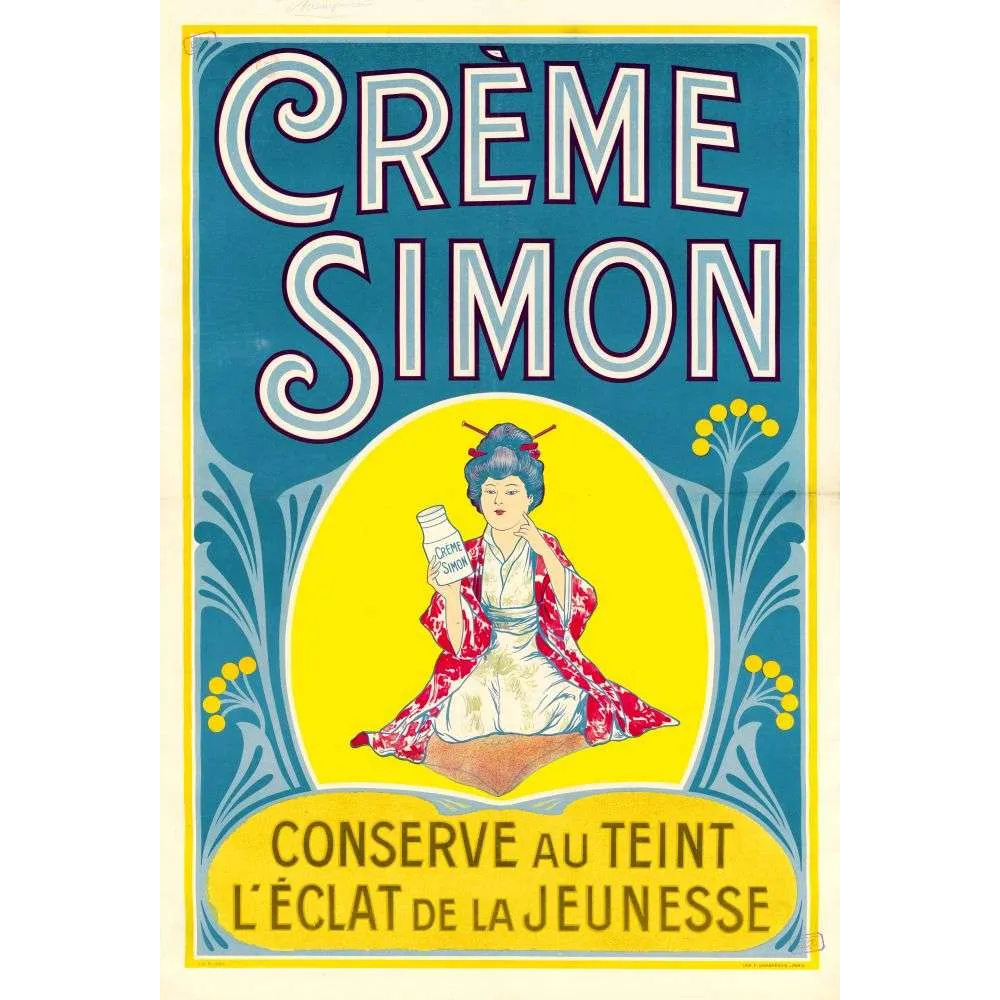 Pub vintage Crème Simon beauté teint Art Nouveau geisha