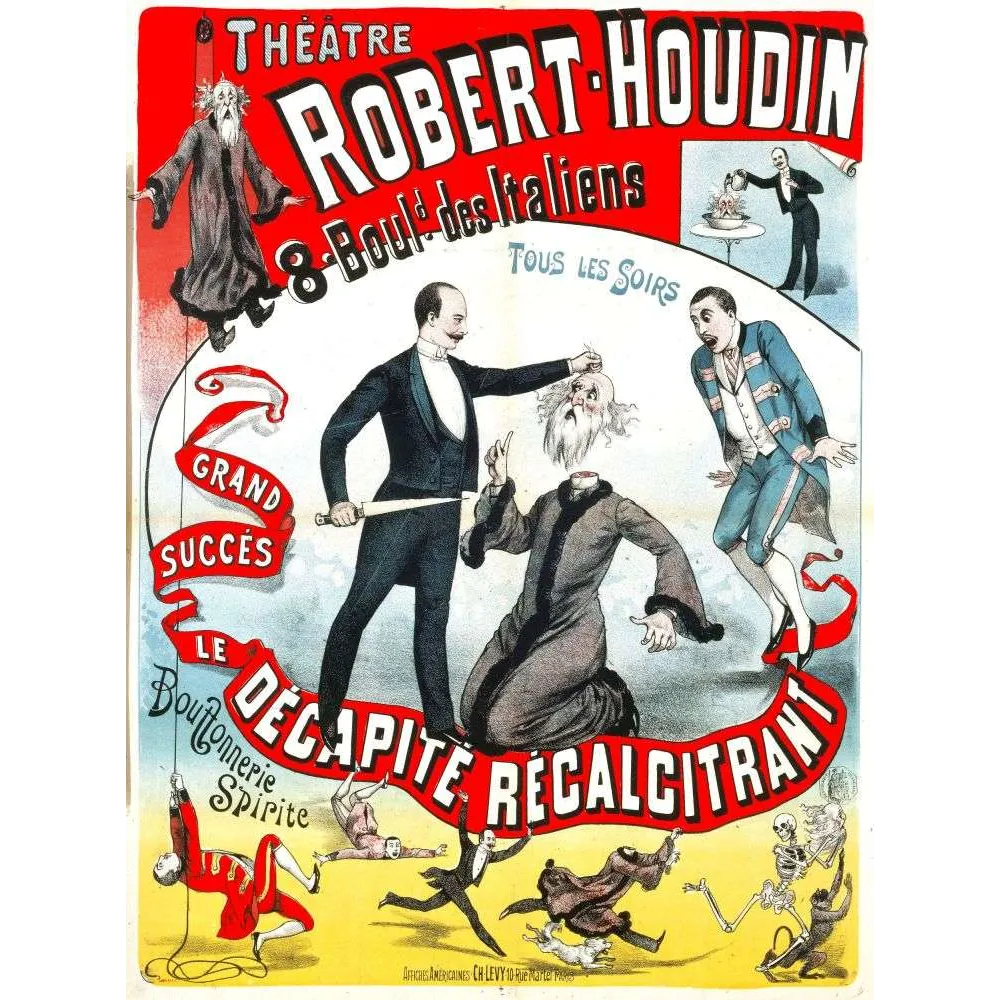 Affiche vintage Théâtre Robert-Houdin Décapité Récalcitrant Paris Affiche vintage Théâtre Robert-Houdin Décapité Récalcitrant Paris