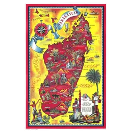 Carte illustrée vintage Madagascar 1945 France Outre-Mer