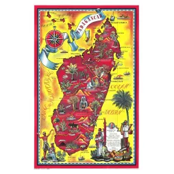 Carte illustrée vintage Madagascar 1945 France Outre-Mer