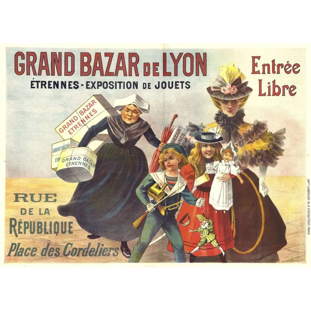 Pub vintage Grand Bazar Lyon jouets étrennes fin XIXe