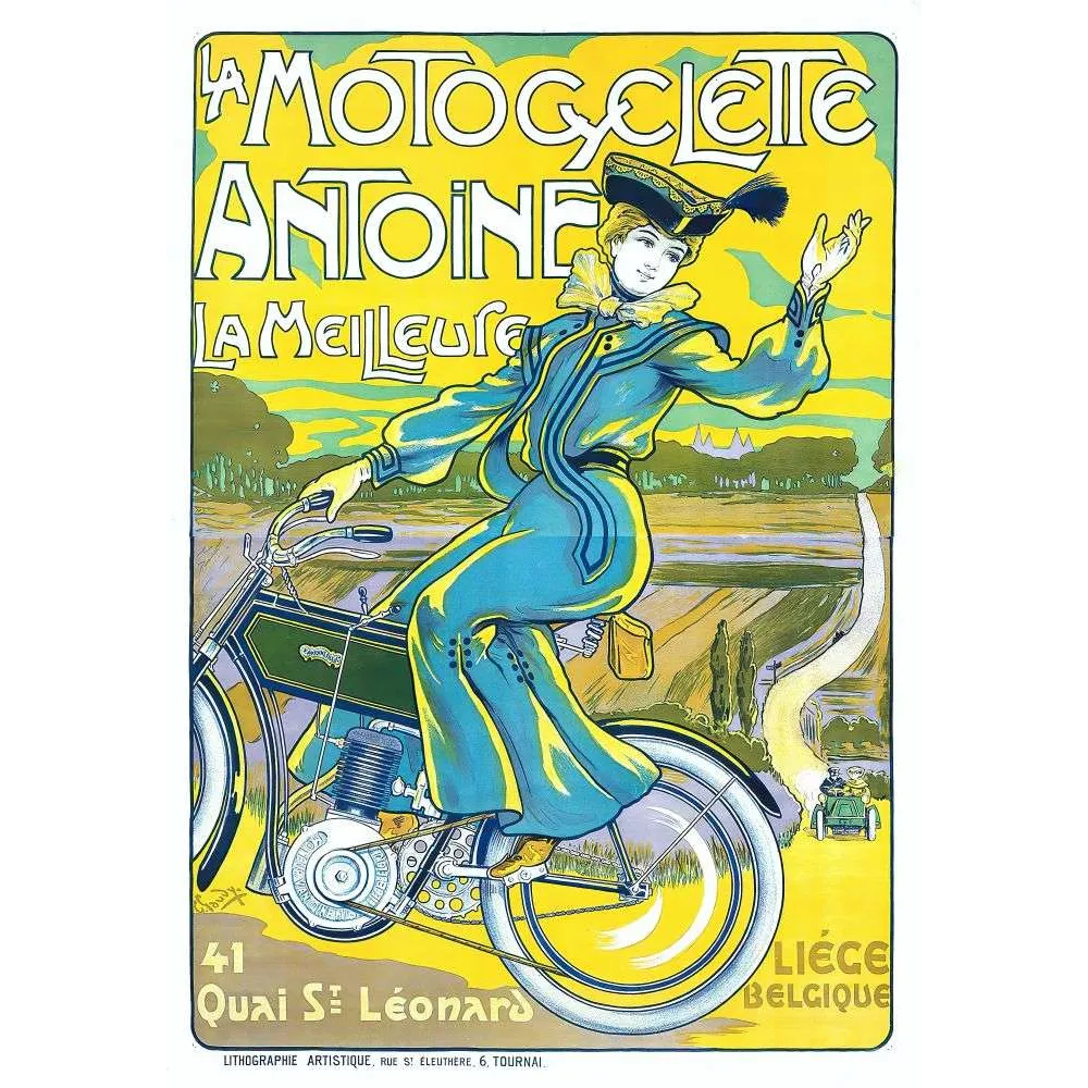 Pub vintage Motocyclette Antoine Liège Belgique 1900 Pub vintage Motocyclette Antoine Liège Belgique 1900