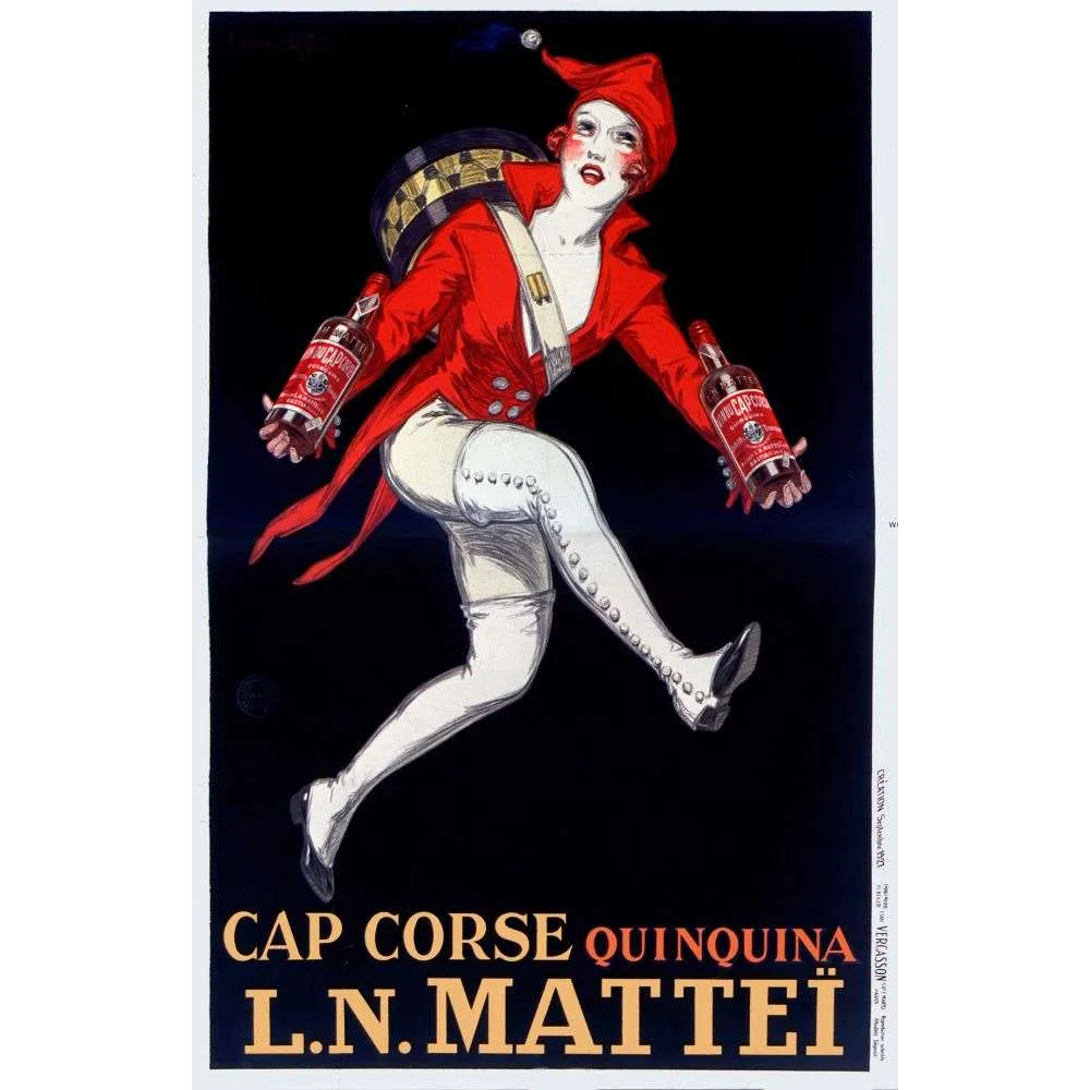 Pub vintage Cap Corse Quinquina Matteï arlequine 1921 Pub vintage Cap Corse Quinquina Matteï arlequine 1921