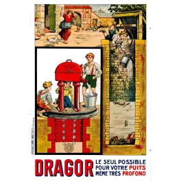 Pub vintage pompe à eau Dragor puits campagne