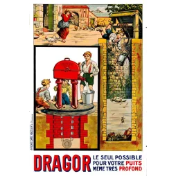 Pub vintage pompe à eau Dragor puits campagne