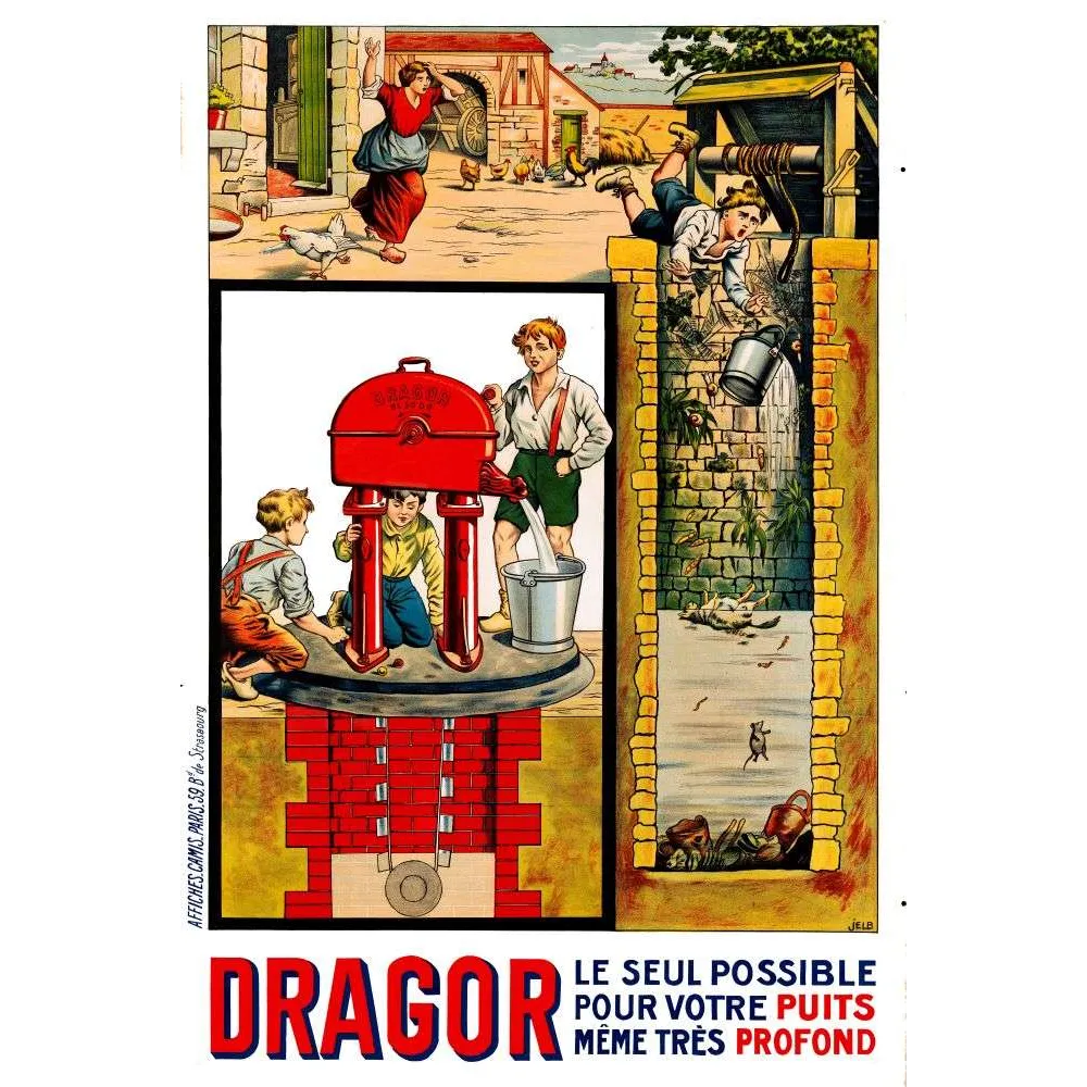 Pub vintage pompe à eau Dragor puits campagne Pub vintage pompe à eau Dragor puits campagne