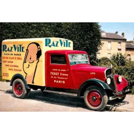 Photo vintage camion publicitaire Raz Vite Latil Paris 1930