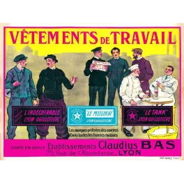 Pub vintage vêtements travail Claudius Bas Lyon début XXe
