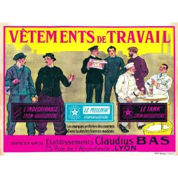 Pub vintage vêtements travail Claudius Bas Lyon début XXe