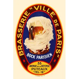 Pub vintage Brasserie Ville de Paris Bock Parisien Puteaux
