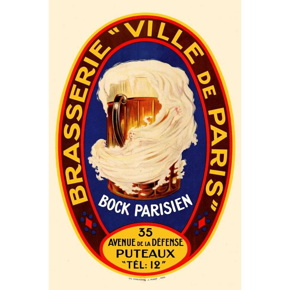 Pub vintage Brasserie Ville de Paris Bock Parisien Puteaux