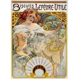 Affiche ancienne Biscuits LU Lefèvre-Utile Mucha 1897 – Art Nouveau – Fine Art