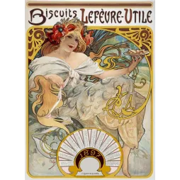 Affiche ancienne Biscuits LU Lefèvre-Utile Mucha 1897 – Art Nouveau – Fine Art