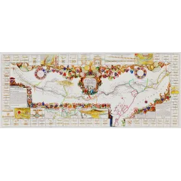 Fac-similé de carte ancienne Canal du Midi Languedoc XVIIe XVIIIe armoiries