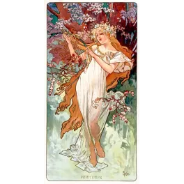 Illustration vintage Mucha Printemps Quatre Saisons 1896 Art Nouveau