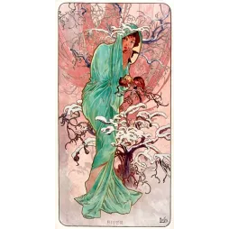 Illustration vintage Mucha Hiver Quatre Saisons 1896 Art Nouveau
