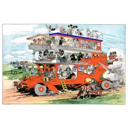Illustration humoristique vintage automobile luxe Levering début XXe