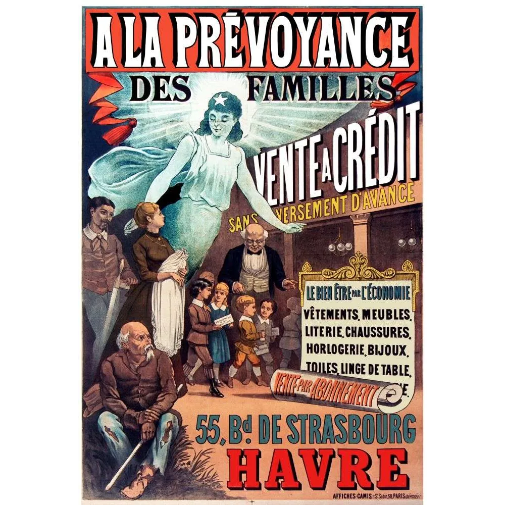 Pub vintage vente à crédit Prévoyance Familles Le Havre XIXe Pub vintage vente à crédit Prévoyance Familles Le Havre XIXe