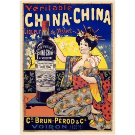 Pub vintage liqueur China-China Brun-Pérod Voiron geisha japonisme