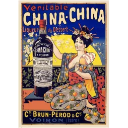 Pub vintage liqueur China-China Brun-Pérod Voiron geisha japonisme