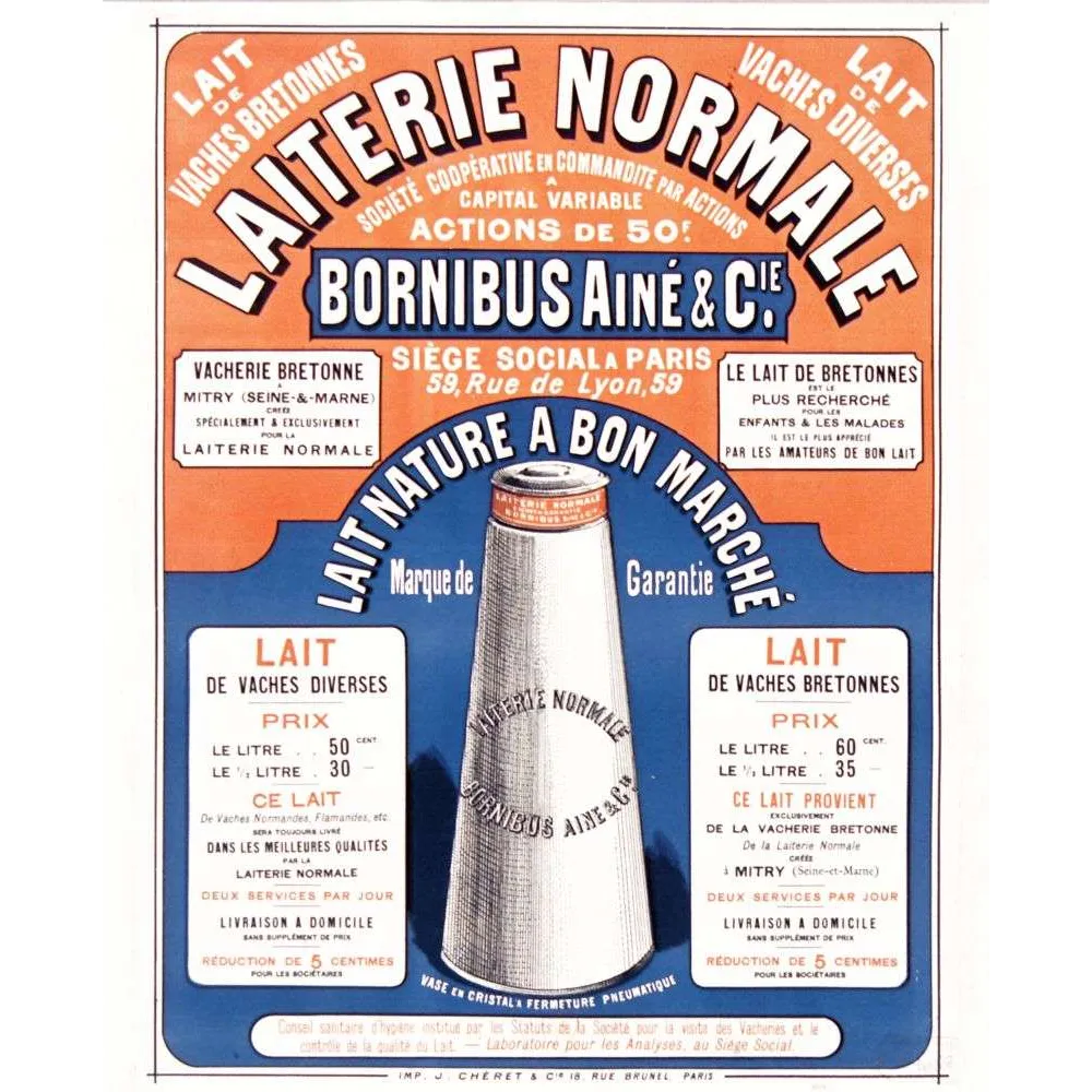 Pub vintage laiterie Bornibus Paris lait breton livraison XIXe