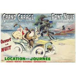 Grand Garage Pont-Neuf – Affiche pub vintage automobile Paris