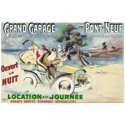 Grand Garage Pont-Neuf – Affiche pub vintage automobile Paris