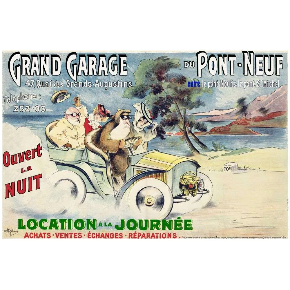Grand Garage Pont-Neuf – Affiche pub vintage automobile Paris Grand Garage Pont-Neuf – Affiche pub vintage automobile Paris