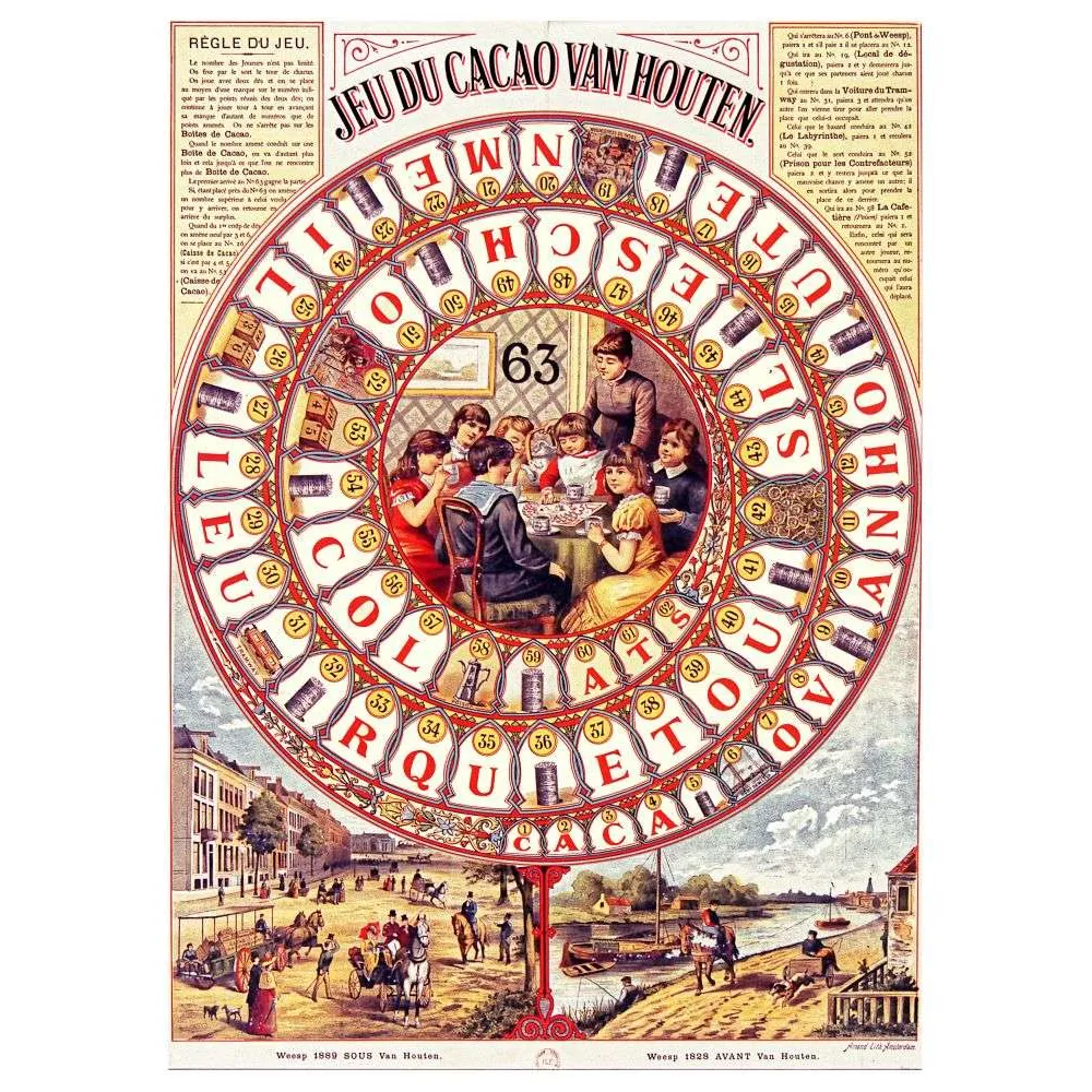 Jeu Cacao Van Houten 1889 – Document publicitaire vintage Jeu Cacao Van Houten 1889 – Document publicitaire vintage