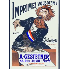 Gestetner Cyclostyle – Affiche pub vintage machine à imprimer
