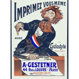 Gestetner Cyclostyle – Affiche pub vintage machine à imprimer