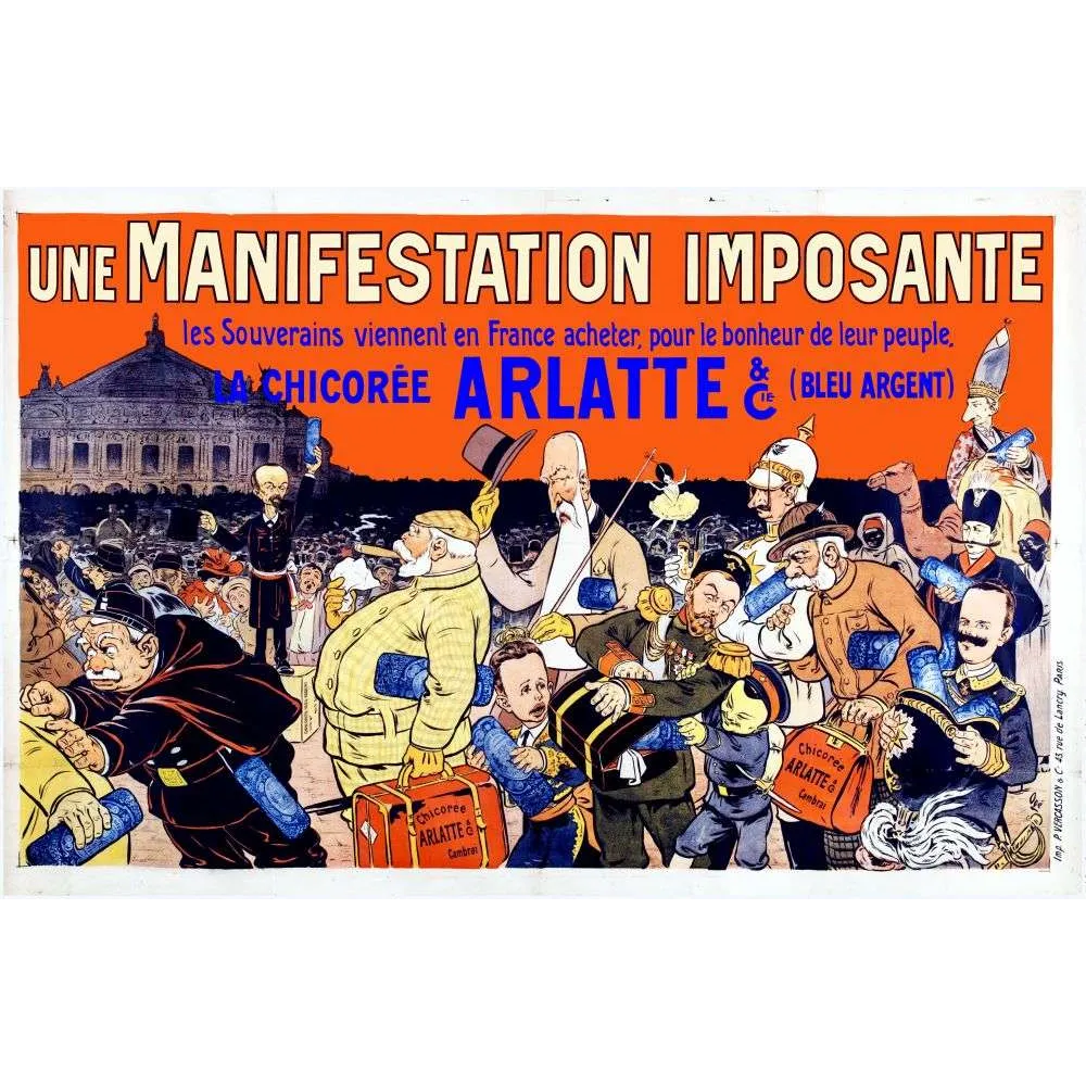 Chicorée Arlatte – Affiche caricature pub vintage Cambrai Chicorée Arlatte – Affiche caricature pub vintage Cambrai