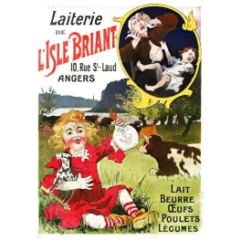 Laiterie Isle Briant Angers – Affiche pub vintage lait
