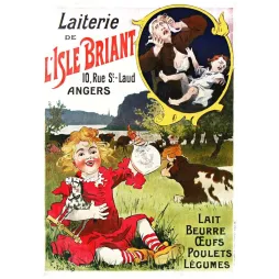 Laiterie Isle Briant Angers – Affiche pub vintage lait