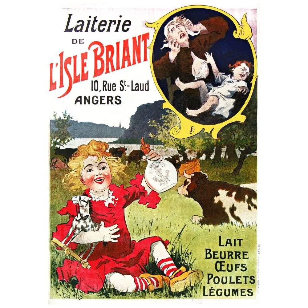Laiterie Isle Briant Angers – Affiche pub vintage lait Laiterie Isle Briant Angers – Affiche pub vintage lait