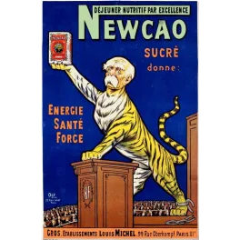 Newcao – Affiche pub vintage cacao tigre Paris Ogé