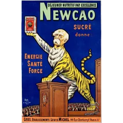 Newcao – Affiche pub vintage cacao tigre Paris Ogé