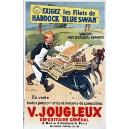 Haddock Blue Swan Jougleux – Affiche pub vintage poisson Paris
