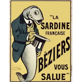 Sardine Française Béziers – Affiche pub vintage conserve poisson