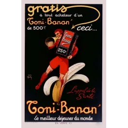 Toni-Banan' – Affiche pub vintage petit-déjeuner banane années 1930
