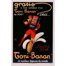 Toni-Banan' – Affiche pub vintage petit-déjeuner banane années 1930