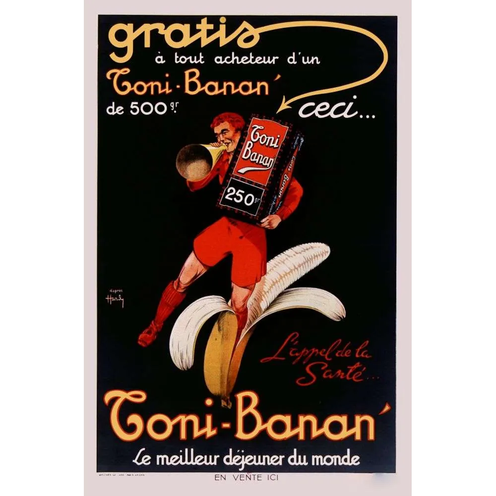 Toni-Banan' – Affiche pub vintage petit-déjeuner banane années 1930