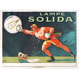Lampe Solida Incassable – Affiche pub vintage boxeur ampoule