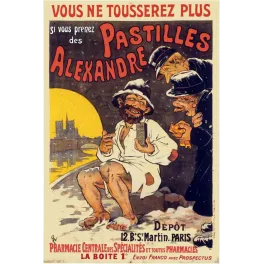 Pastilles Alexandre – Affiche pub vintage médicament toux Paris