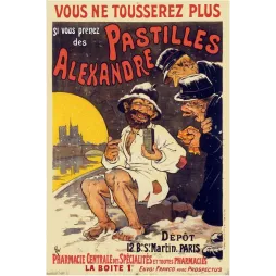 Pastilles Alexandre – Affiche pub vintage médicament toux Paris