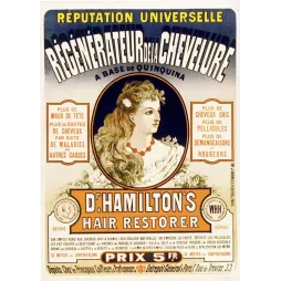Dr Hamilton Hair Restorer – Affiche pub vintage capillaire Paris