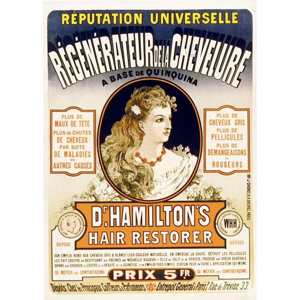 Dr Hamilton Hair Restorer – Affiche pub vintage capillaire Paris Dr Hamilton Hair Restorer – Affiche pub vintage capillaire Paris