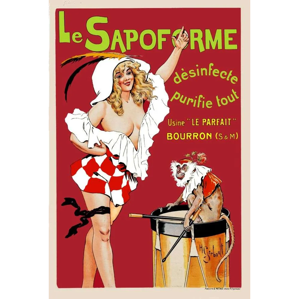 Le Sapoforme – Affiche pub vintage désinfectant humour Gerbault Le Sapoforme – Affiche pub vintage désinfectant humour Gerbault